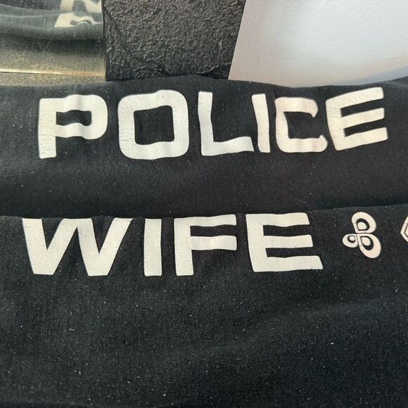 Police Wife Sweatpants! Perfect accessory for any first wife, black joggers. Lg - Picture 4 of 9